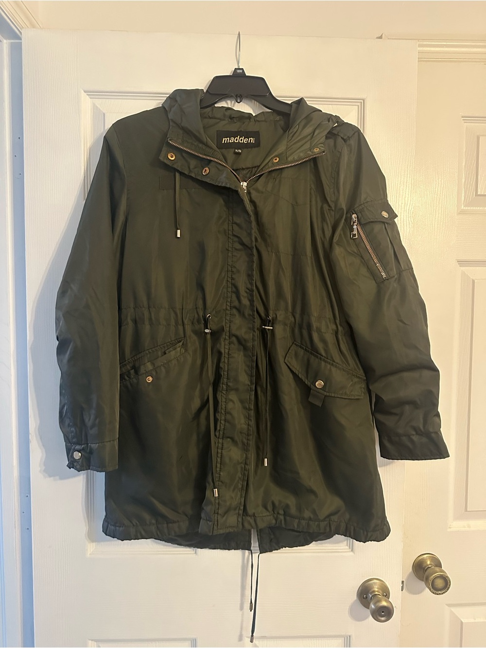 Madden Olive Green Military-Style Hooded Field Jacket